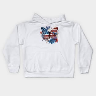 4th of July Floral Butterfly independence day Kids Hoodie